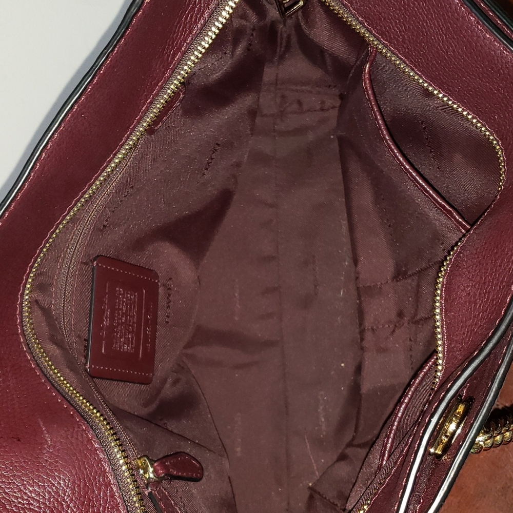 Coach Burgundy Oxblood Leather Tote Bag - Picture 5 of 14